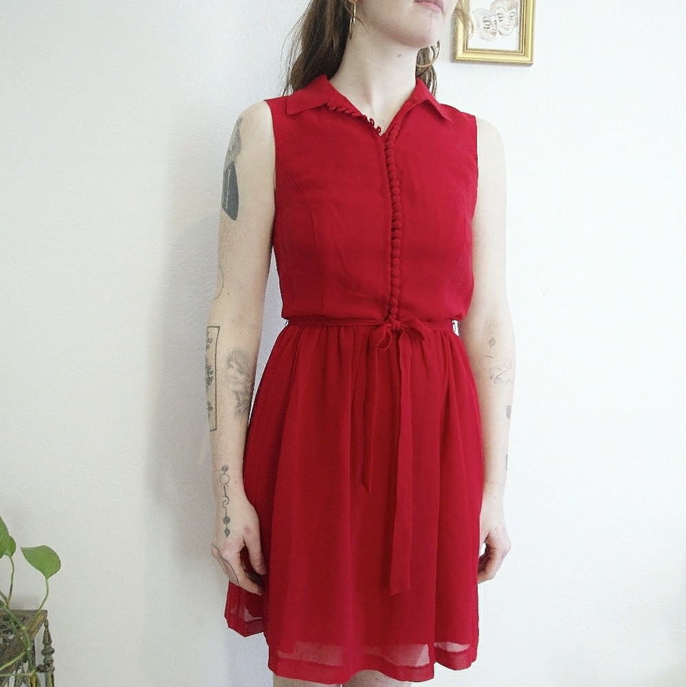 Red Victorian Button Dress